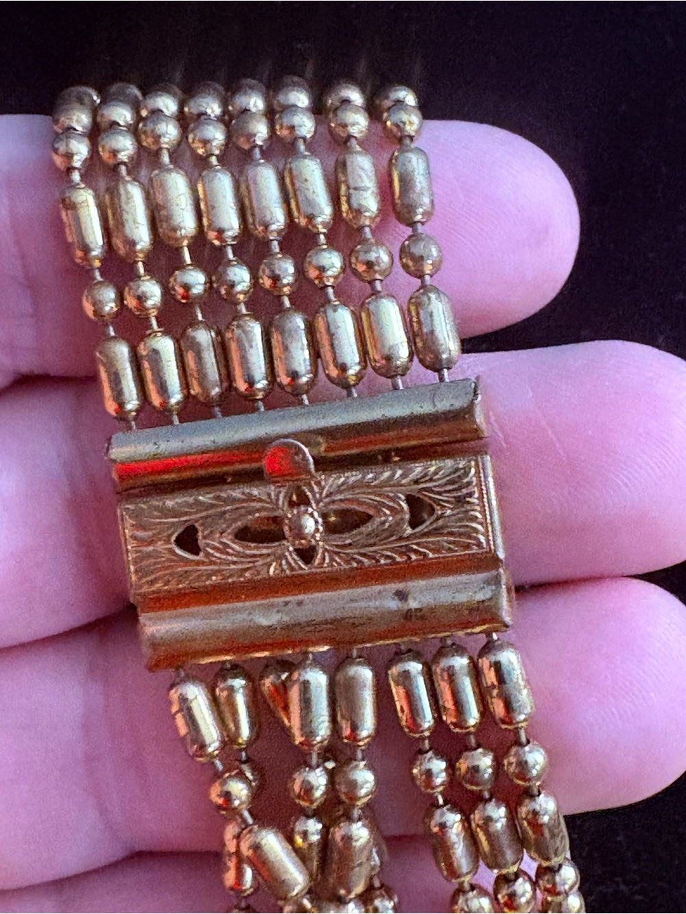 Gold-Tone Multi-Strand Bead Bracelet - Elegant Women's Jewelry